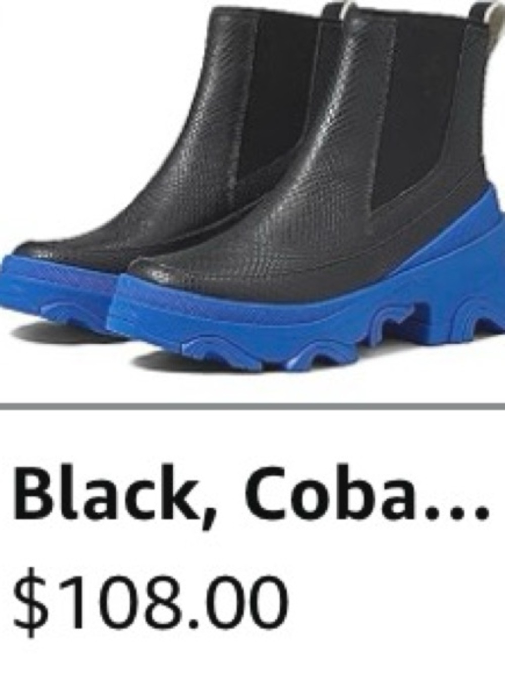 Sorel Black Chelsea Boots with Bright Blue Chunky Sole